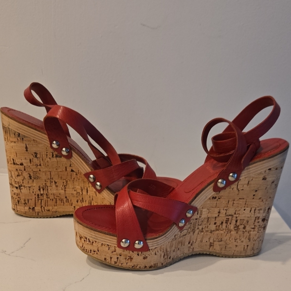 Red Wedge Sandals - Picture 3 of 3